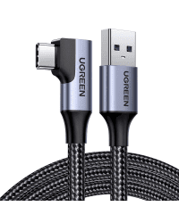 Angle cable USB to USB-C UGREEN US385, 3A, 1m (black)