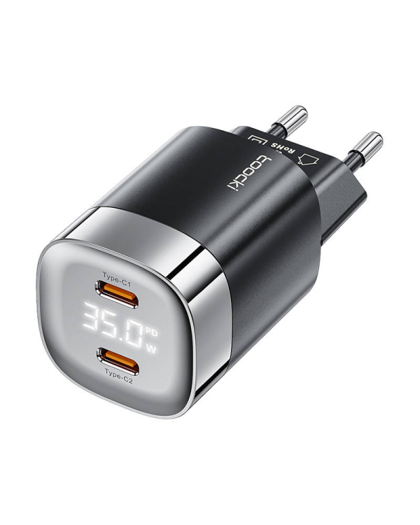 Зарядное устройство Toocki 2x USB-C, GaN 35 Вт (черный)