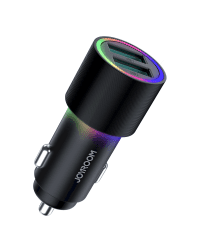 Автомобильное зарядное устройство Joyroom 2 x USB с подсветкой 24 Вт черное (JR-CL10)