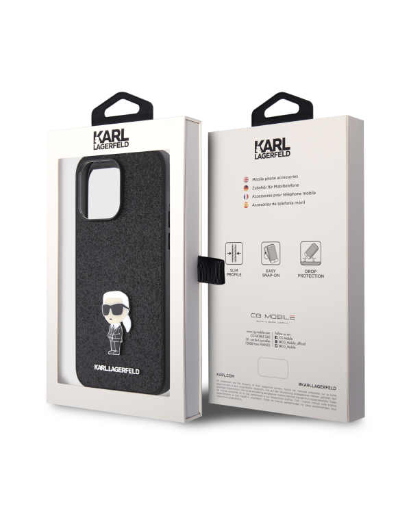 Дополнительное изображение книги «Karl Lagerfeld Fixed Glitter Metal Ikonik Case for iPhone 15 Pro Max Black»