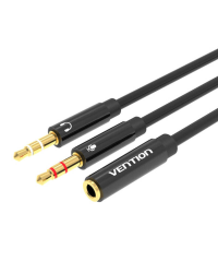 2x 3.5mm Male to 4-Pole Female 3.5mm Audio Cable 0.3m Vention BBTBY Black