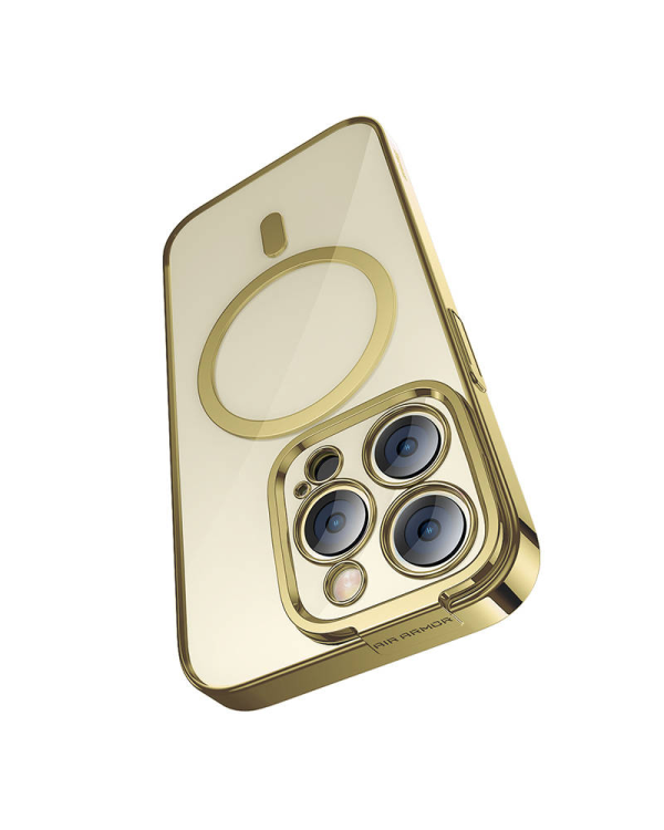 Baseus Glitter Magnetic Case for iPhone 14 Pro Max (Gold) + tempered glass + cleaning kit
