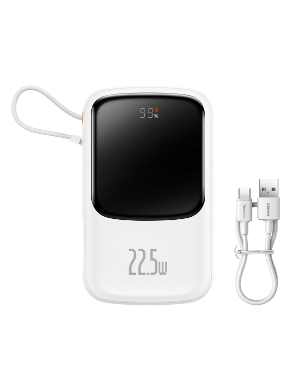 Powerbank Baseus Qpow PRO with cable, 10000mAh, 22.5W (White)