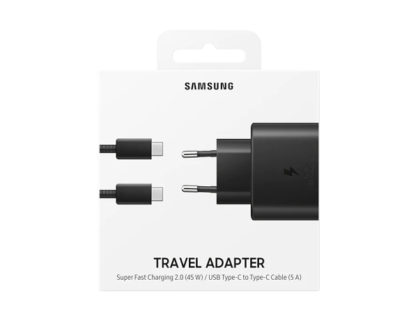 Samsung EP-TA845XBEGWW Quick Charge 3.0 / 45W Зарядное устройство + Type-C Провод / Черное (EU Blister)