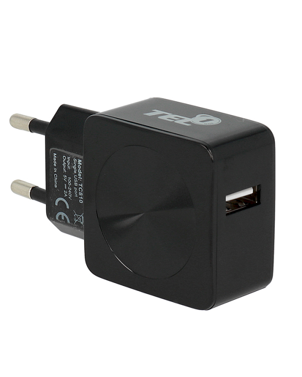 Tel1 1xUSB 1A зарядное устройство + Type-C Провод 1m Черный