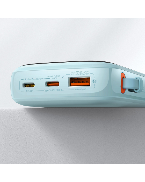Baseus Qpow power bank 10000mAh built-in Lightning 20W Quick Charge cable SCP AFC FCP blue (PPQD020003)