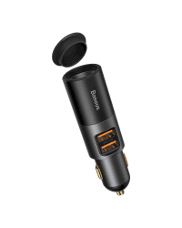Baseus Share Together Fast Charge Car Charger with Cigarette Lighter Expansion Port, 2x USB, 120W (Gray)