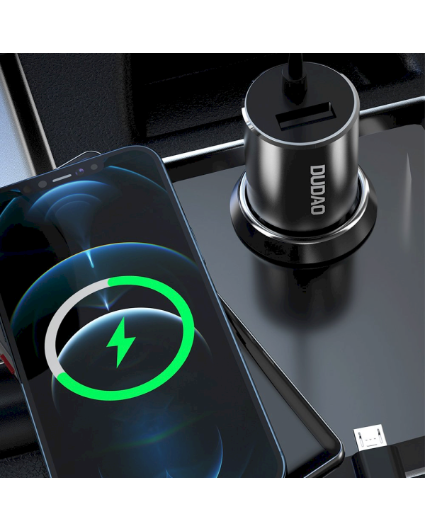 Dudao 3in1 USB car charger 3,4 A built-in cable Lightning / USB Type C / micro USB black (R5ProN black)