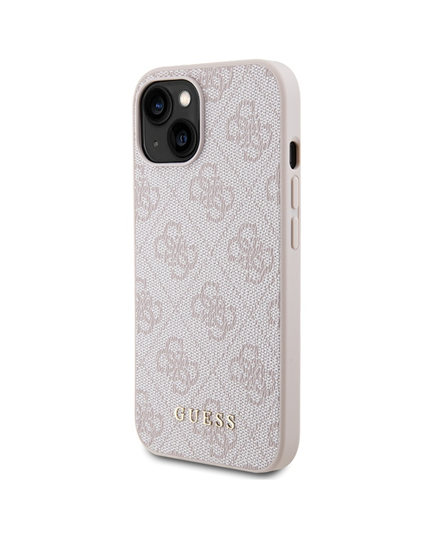 Guess GUHCP15SG4GFPI iPhone 15 6.1" różowy|pink hard case 4G Metal Gold Logo