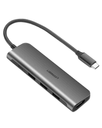 UGREEN 5in1 USB-C to HDMI 4K Adapter, 3x USB 3.0, Type-C (gray)