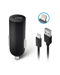 Forever M02 car charger 1x USB 1A black + Lightning cable