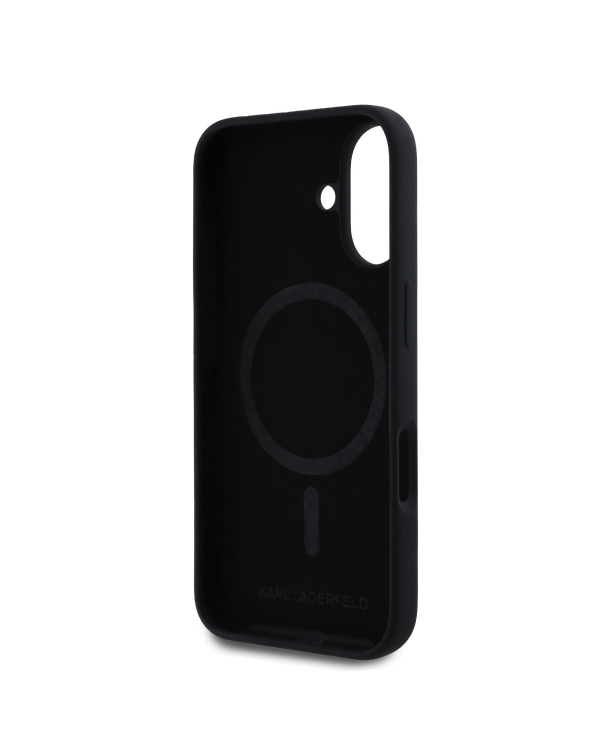 Karl Lagerfeld Liquid Silicone Karl and Choupette MagSafe Case for iPhone 16 Black