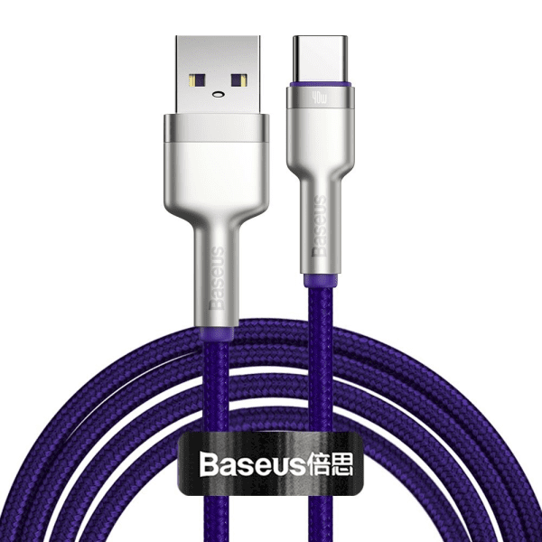 Baseus Cafule Series Metal Data USB - USB Typ C 40 W cable (10 V / 4 A) SCP (Huawei SuperCharge Protocol) 2 m violet (CATJK-B05)