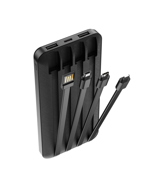 Дополнительное изображение книги «Forever power bank TB-411 ALLin1 10000 mAh with cables USB-C + Lightning + microUSB black»