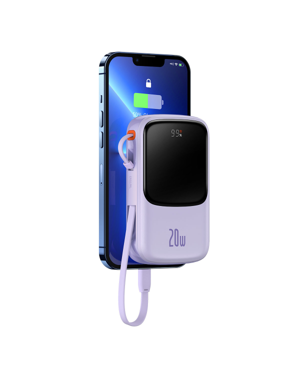 Baseus Qpow power bank 10000mAh built-in Lightning 20W Quick Charge cable SCP AFC FCP purple (PPQD020005)