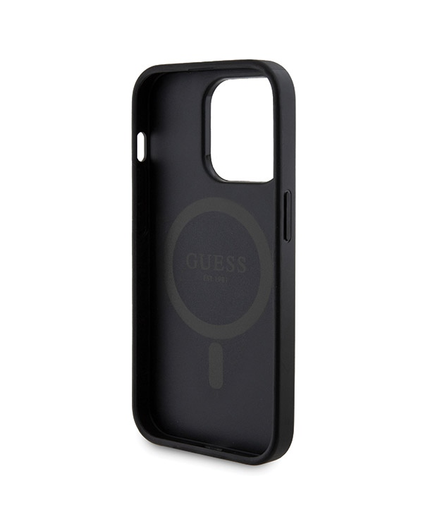 Zestaw Guess GUBPM5P15L4GEMGK iPhone 15 Pro 6.1" hardcase + Powerbank 5000mAh MagSafe czarny|black 4G Metal Logo