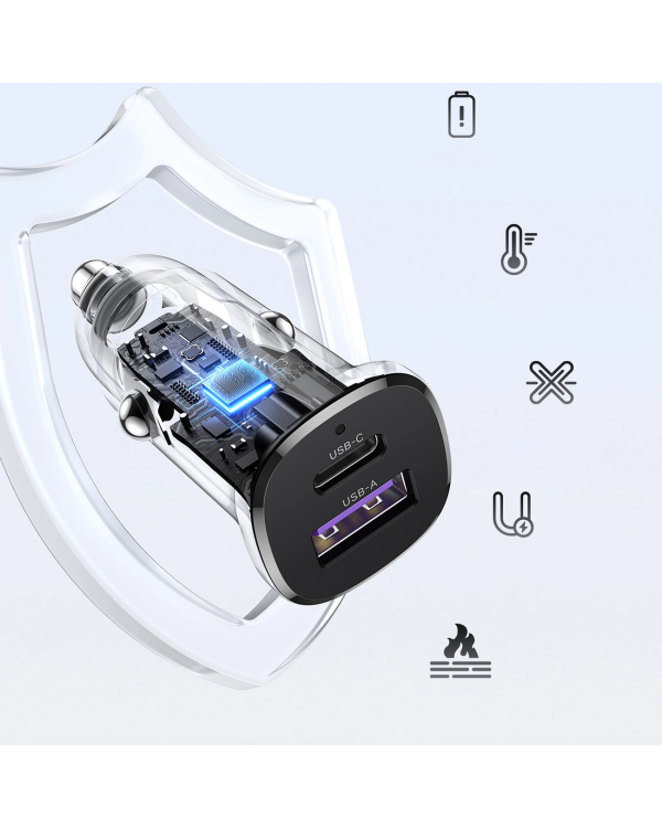 Автомобильное зарядное устройство Ugreen EC305 25845 USB-C USB-A 30W - черный