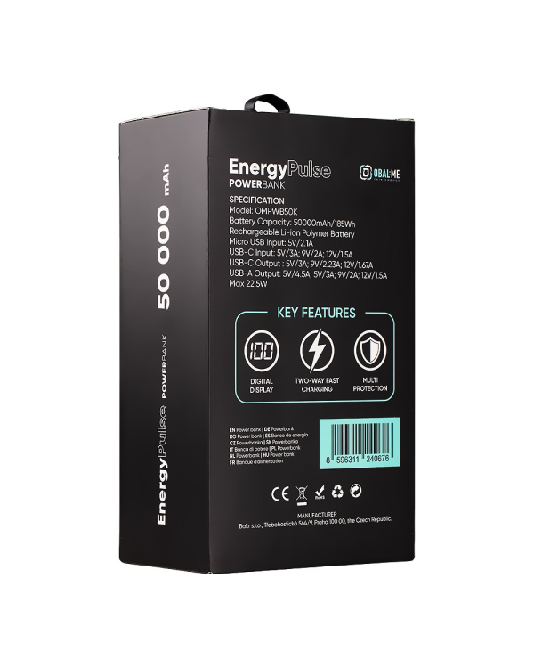 Дополнительное изображение книги «OBAL:ME EnergyPulse Powerbank 50000mAh 22.5W Black»