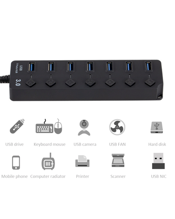 Адаптер Goodbuy (разветвитель) USB 3.0 на 7 x USB 3.0 / 5 Гбит / с черный