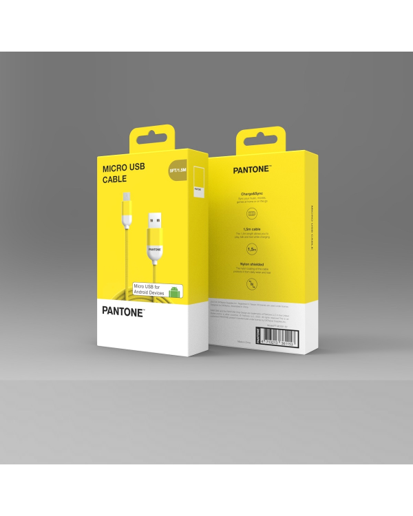 PANTONE кабель USB - microUSB 1,5м 2,4A PT-MC001-5 желтый 102C