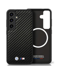 Etui BMW Leather Carbon MagSafe do        Samsung Galaxy S25 czarny