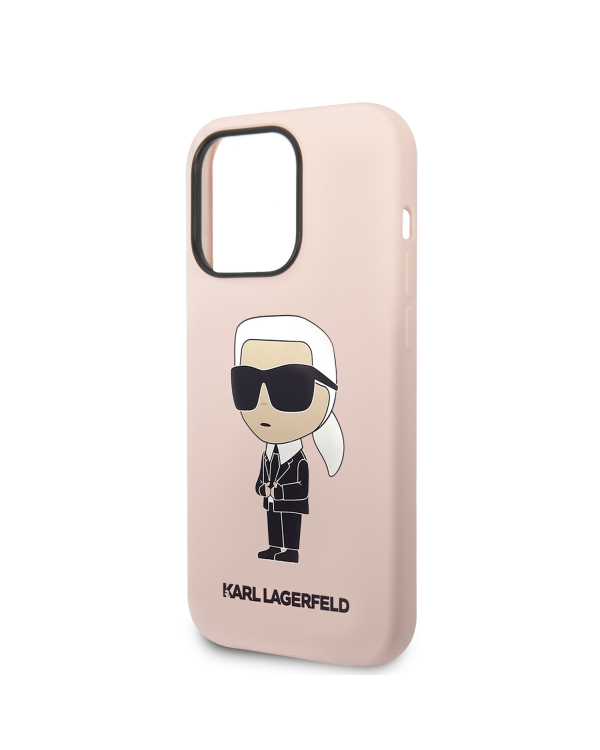 Karl Lagerfeld Liquid Silicone Ikonik NFT Case for iPhone 15 Pro Pink