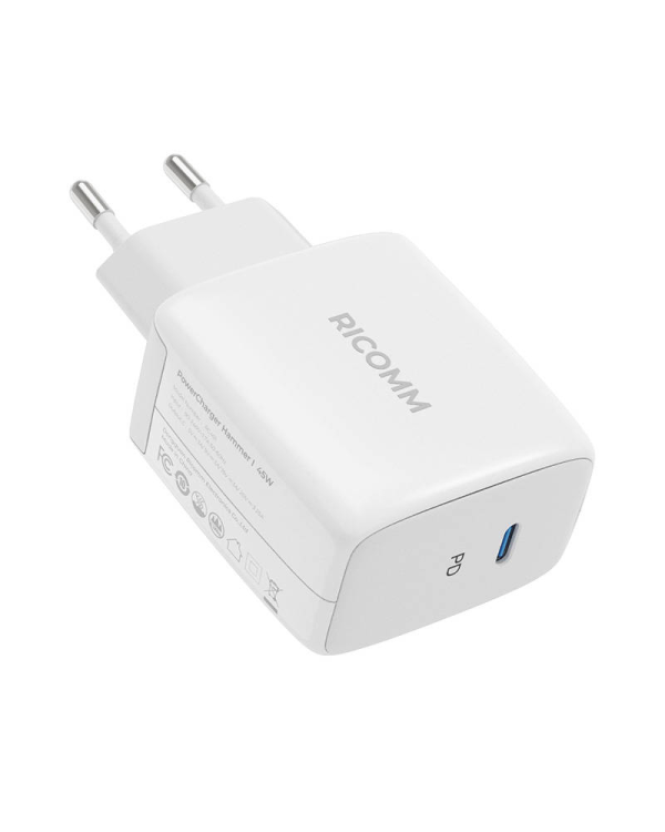 Wall Charger 45W GaN Ricomm RC451 EU, 1xUSB-C + 2.1m USB-C Cable