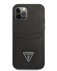 Guess Saffiano Double Card Case for iPhone 12|12 Pro Black