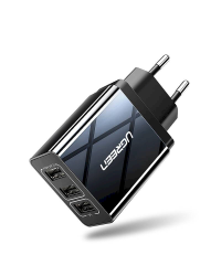 Wall charger UGREEN ED013, 3x USB, 2.4A (black)