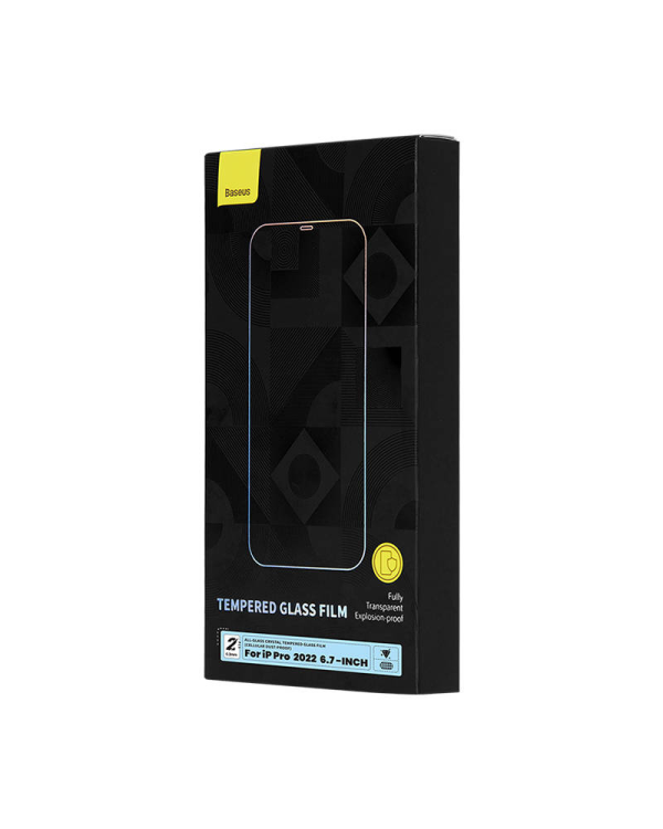 Закаленное стекло Baseus Crystal с защитой от пыли 0,3 мм для iPhone 14 Pro Max (2 шт.)