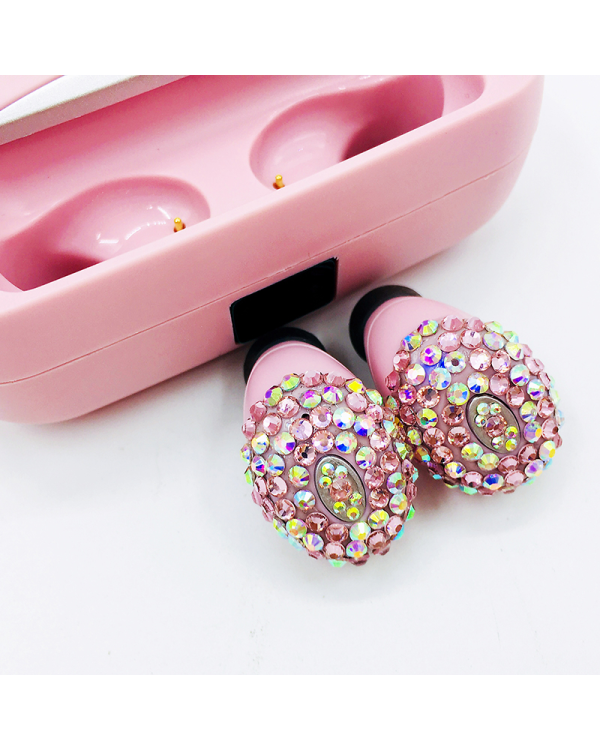 Беспроводные наушники Goodbuy Crystal Bling розовые