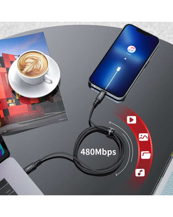 Acefast cable MFI USB Type C - Lightning 1,8m, 30W, 3A black (C4-01 C Black)