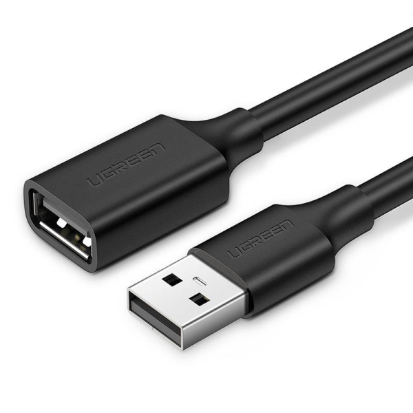 Удлинительный кабель USB 2.0 UGREEN US103, 1,5 м (черный)