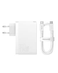 Baseus GaN5 Pro wall charger 2xUSB-C + USB, 140W (white)