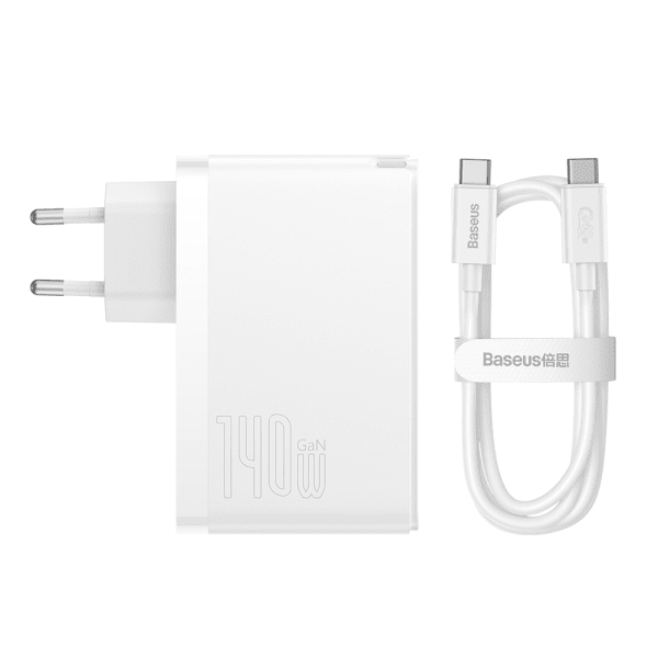 Baseus GaN5 Pro wall charger 2xUSB-C + USB, 140W (white)