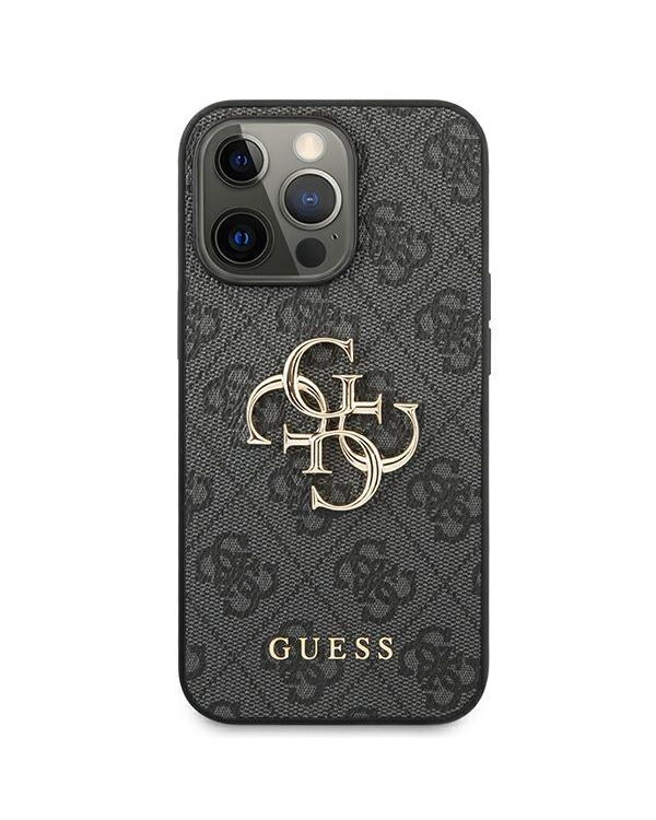 Guess GUHCP13X4GMGGR iPhone 13 Pro Max 6.7" серый жесткий чехол 4G Большой металлический логотип