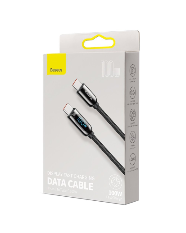 Baseus USB Type C cable - USB Type C 100W (20V | 5A) Power Delivery with display screen power meter 2m black (CATSK-C01)