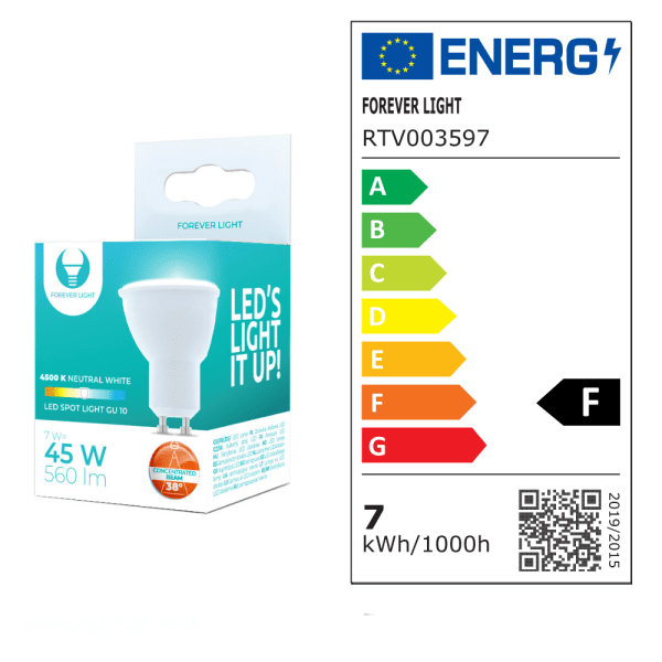 Светодиодная лампа Forever Light GU10 7W 230V 4500K 90lm 38°