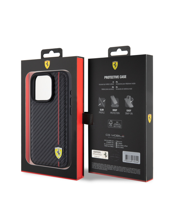 Дополнительное изображение книги «Ferrari PU Leather Carbon Vertical Red Line Case for iPhone 15 Pro Black»