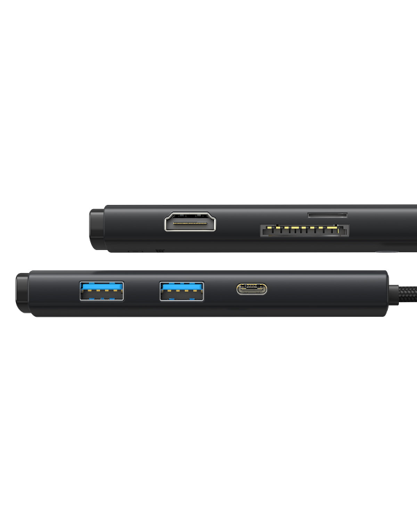 Дополнительное изображение книги «Baseus Lite Series Hub 6w1 USB-C to 2x USB 3.0 + USB-C + HDMI + SD|TF (black)»