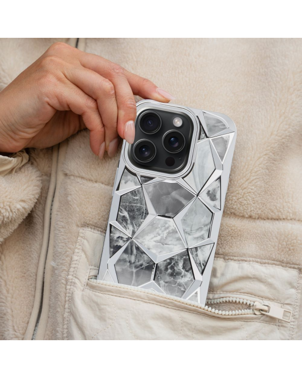Fusion Twinki Силиконовый чехол для Apple iPhone 16 серебрянный