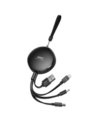 REMAX Sury flat retractable 3in1 data charging cable USB - USB Type C / Lightning / micro USB 2,1 A 1 m black (RC-185th)