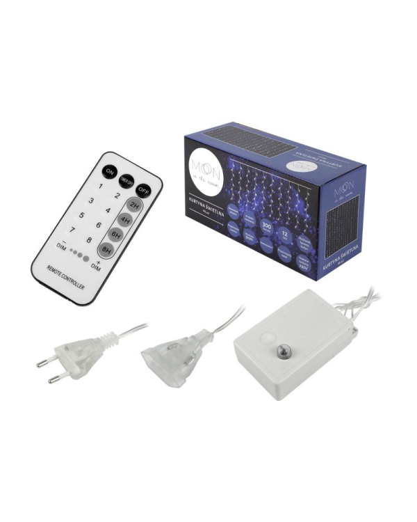 Световой занавес MOON 300 x LED, 3x3 м |8 функций| дистанционное управление | теплый белый свет.