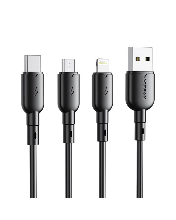 Кабель USB - USB-C Vipfan Colorful X11, 3A, 1м (черный)