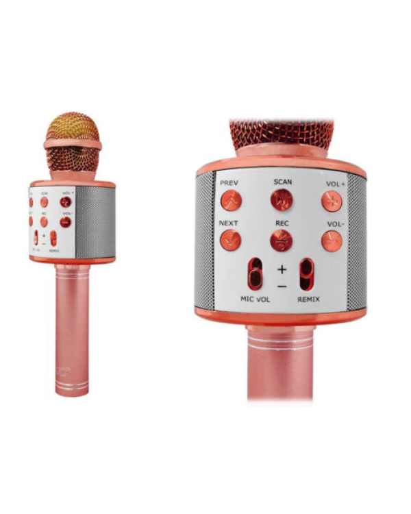 LTC микрофон для караоке со встроенным динамиком bluetooth | 3 Вт | aux | голосовой модулятор | USB | Micro SD светло-розовый