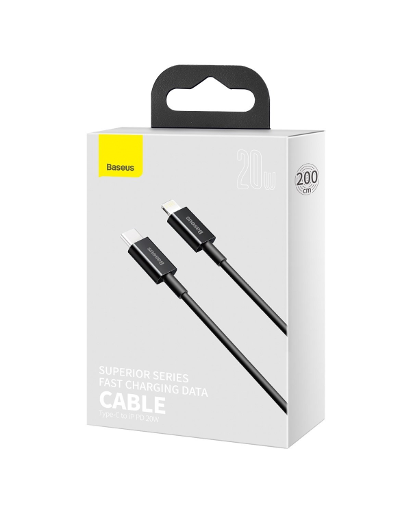 Baseus Superior Series Кабель USB-C к iP, 20 Вт, PD, 2 м (черный)