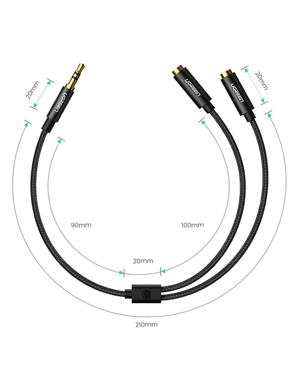 Дополнительное изображение книги «Ugrenn AV123 headphone cable 3.5 mm minijack (male) - 2x 3.5 mm minijack (female) - black»