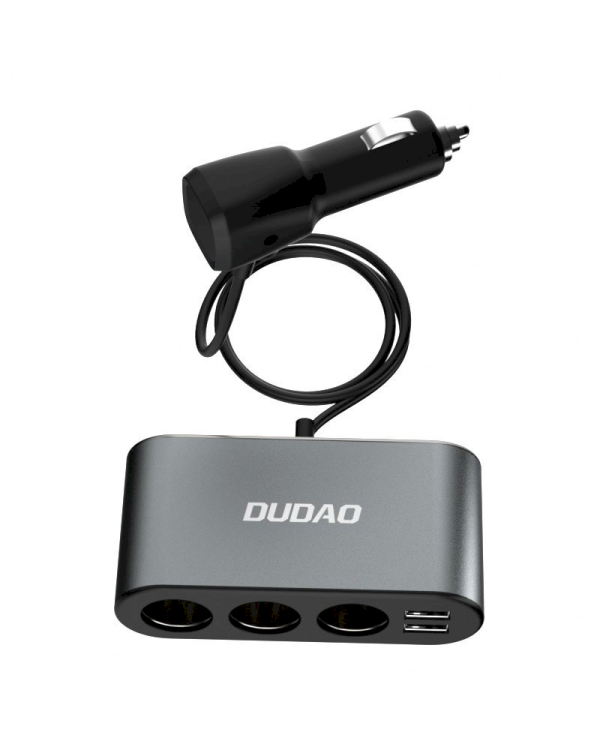 Dudao car charger 2x USB / 3x cigarette lighter splitter black (R1Pro black)