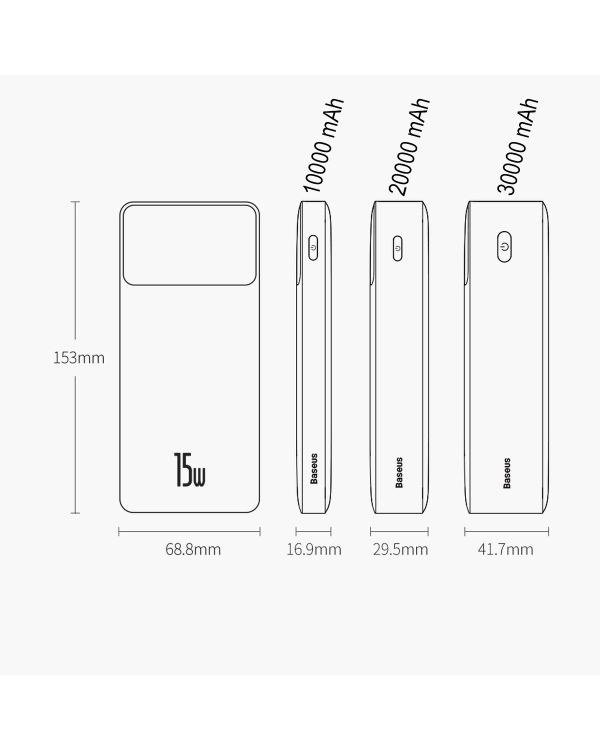 Powerbank Baseus Bipow 10000mAh, 15W (white)