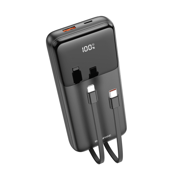 Обложка книги «Borofone Power Bank 20000mAh BJ22A - USB - PD QC 3.0 22,5W with Type C and Lightning cables black»